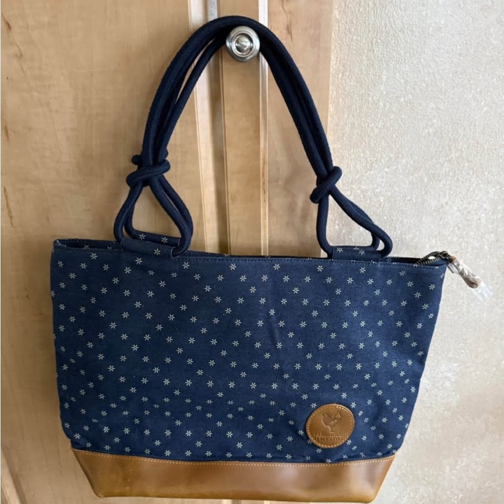 Stylish Blue and Tan Tote Bag